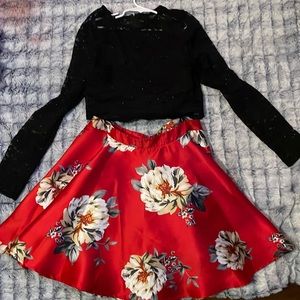 City studio black and red 2 piece dress